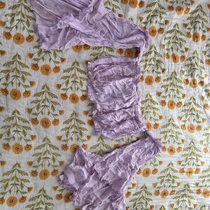 Two Piece Lilac Dress with Gold Foil Detail